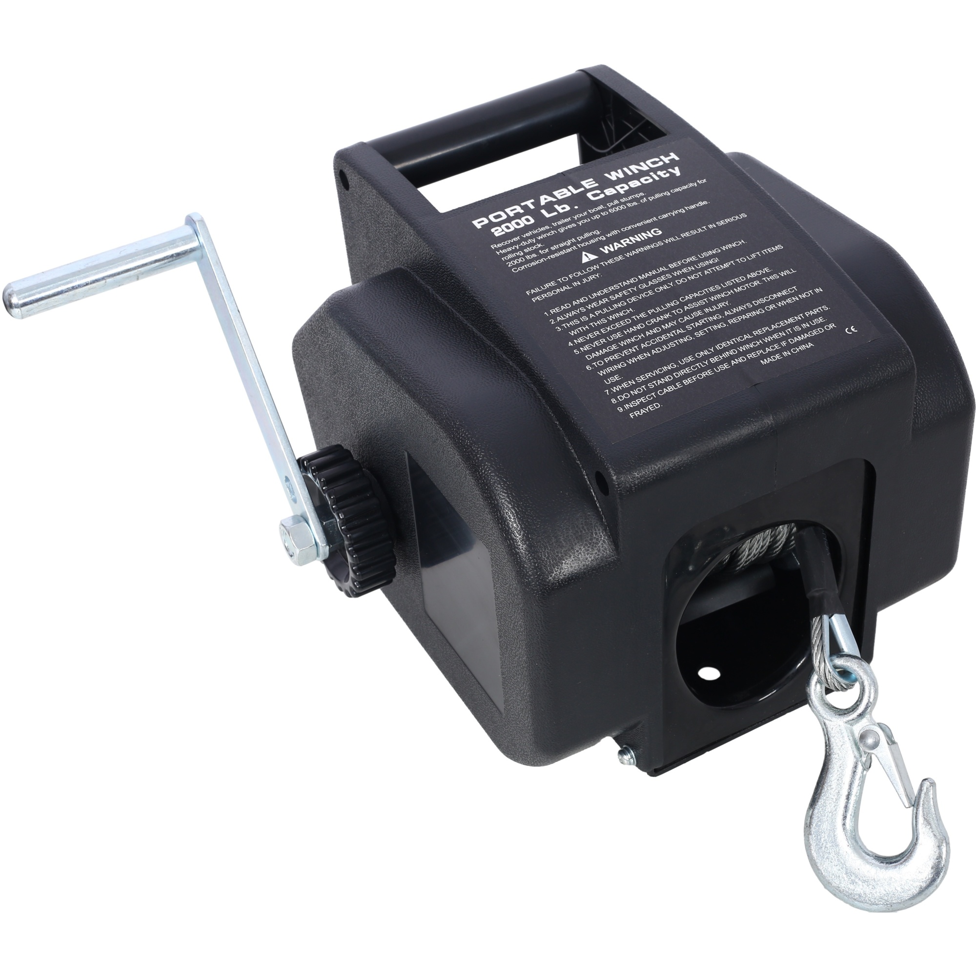 BlackTeck 12V Reversible Electric Winch — 5000-Lb. Marine Rating, Handheld Remote, Manual Out, Model# N2-240613